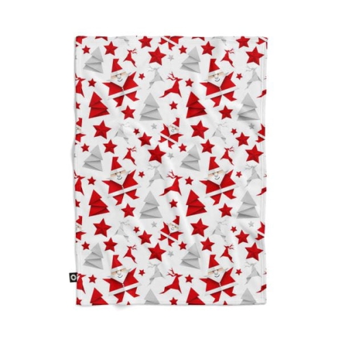 Koc pluszowy WINTER wzór BN22 | Mikołaj origami