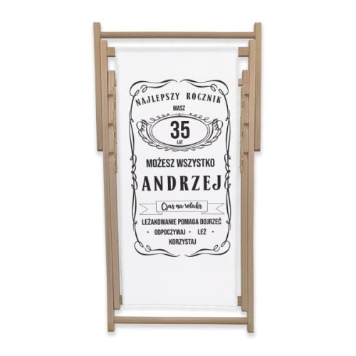 Leżak z personalizowanym nadrukiem wzór 1E | Whiskey - leżakowanie pomaga dojrzeć, biały