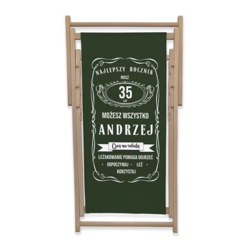Leżak z personalizowanym nadrukiem wzór 3E | Whiskey - leżakowanie pomaga dojrzeć, zielony