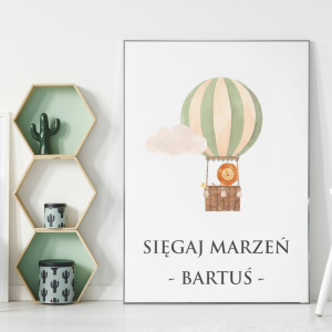 Plakat dla dzieci UNIQUE JOURNEY wzór D48 | balonowa podróż