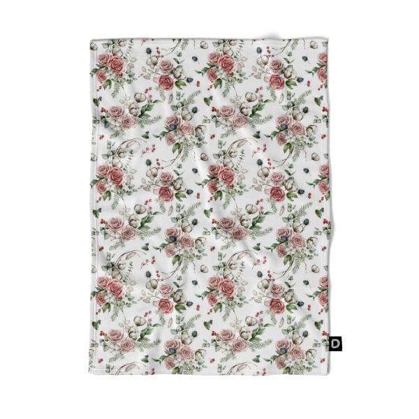 Koc pluszowy dla dzieci PRETTY FLOWERS wzór D51 | pastelowe róże i bawełna