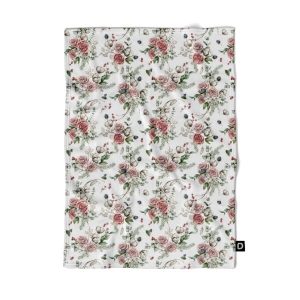 Koc pluszowy dla dzieci PRETTY FLOWERS wzór D51 | pastelowe róże i bawełna