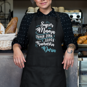 Fartuch dla Mamy - Dzień Matki wzór DM02 | Super Mama, Super Żona, Super Kucharka