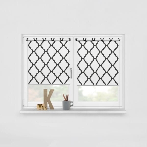 Roleta BLACK & WHITE wzór CB17 o wysokości 150 cm | marokański wzór biały