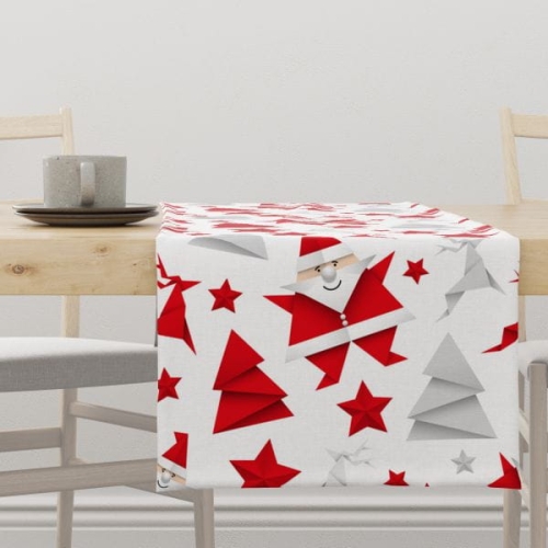 Bieżnik świąteczny WINTER wzór BN22 | Mikołaj origami