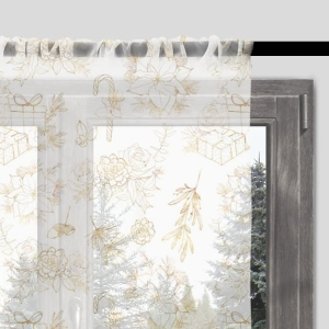 Firana świąteczna WINTER wzór BN37 | złote świąteczne szkice