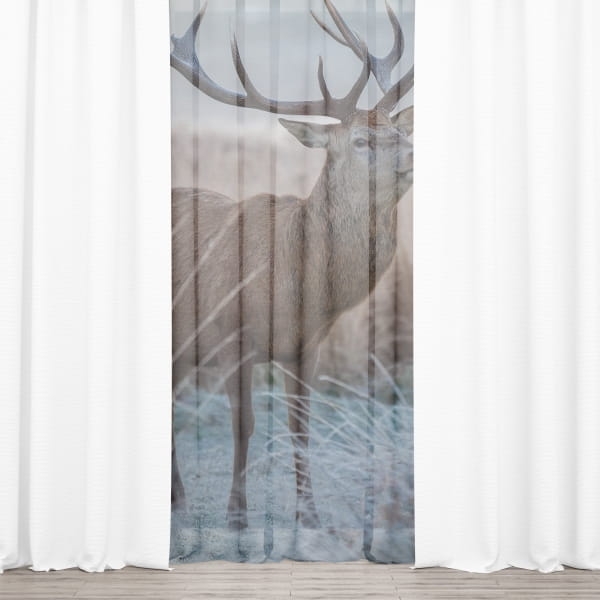 Firana świąteczna WINTER wzór BN19 | jeleń w śniegu