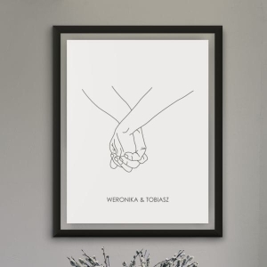 Plakat  dla zakochanych | splecione ręce + imiona