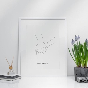 Plakat  dla zakochanych | uścisk dłoni + imiona