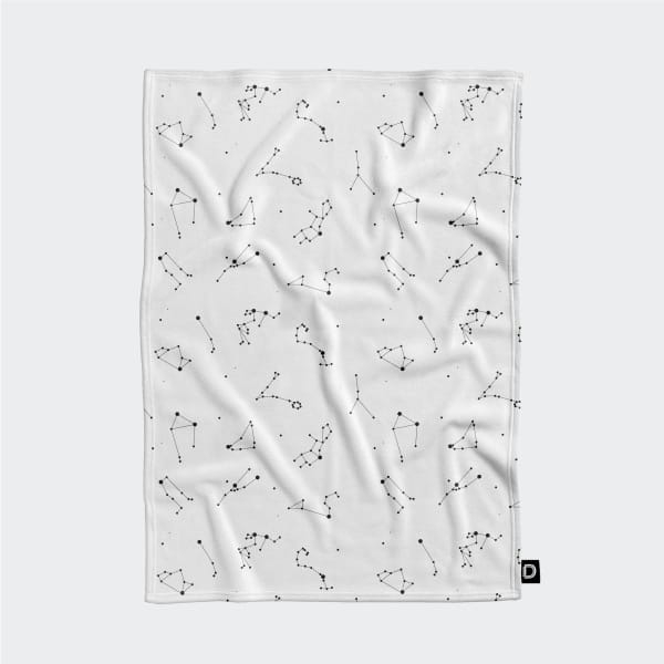 Koc pluszowy GALAXY wzór Z01 | zodiak na białym tle