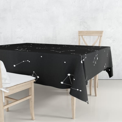 Obrus GALAXY wzór Z02 | zodiak na czarnym tle 