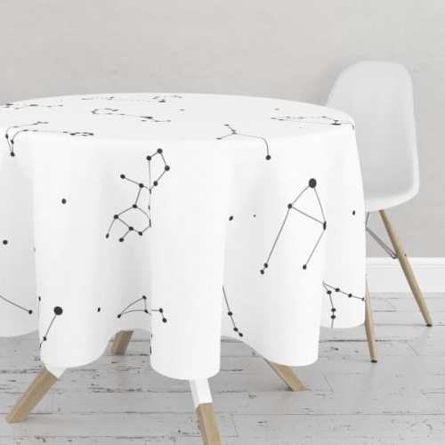 Obrus okrągły GALAXY wzór Z01 | zodiak na białym tle