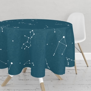 Obrus okrągły GALAXY wzór Z03 | zodiak na granatowym tle