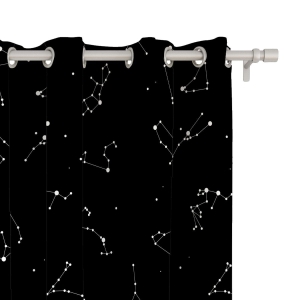 Zasłona  GALAXY wzór Z02 | zodiak na czarnym tle