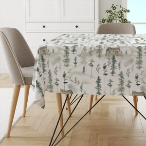 Obrus AUTUMN wzór AT26 | leśna chatka we mgle