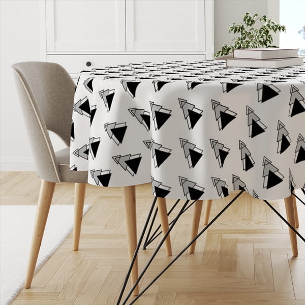 Obrus okrągły WINTER wzór BN04 | geometryczne, nowoczesne choinki