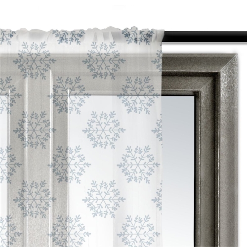 Firana świąteczna WINTER wzór BN59 | Błękitne płatki śniegu