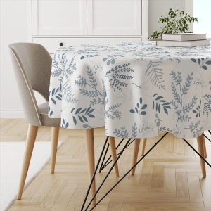 Obrus okrągły WINTER wzór BN60 | Niebieskie zimowe gałązki