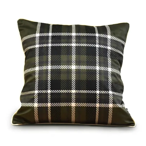 Poduszka XMAS GREEN TARTAN | oliwkowy