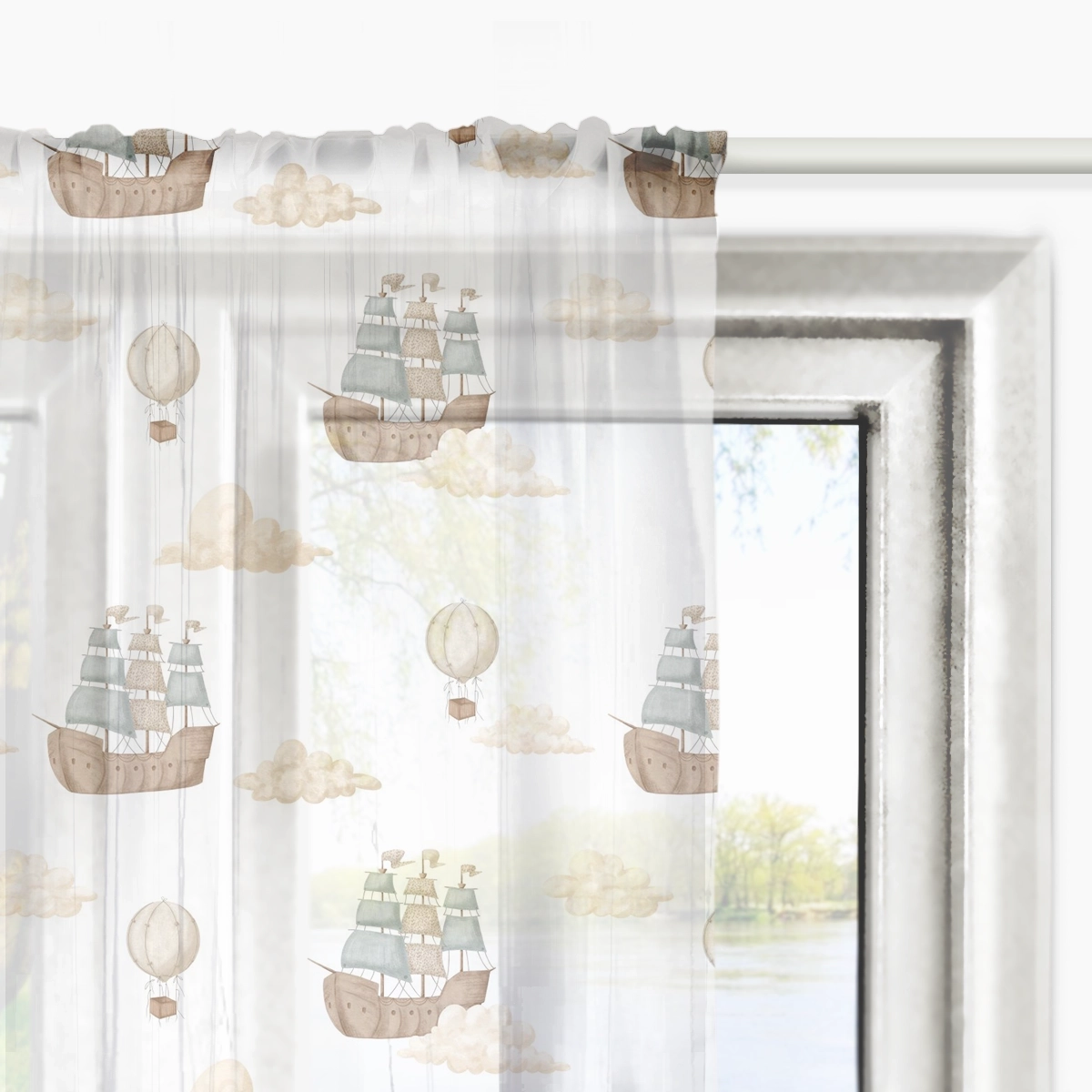 Firana dla dzieci OCEAN DREAM wzór D122 | senne balony i statki