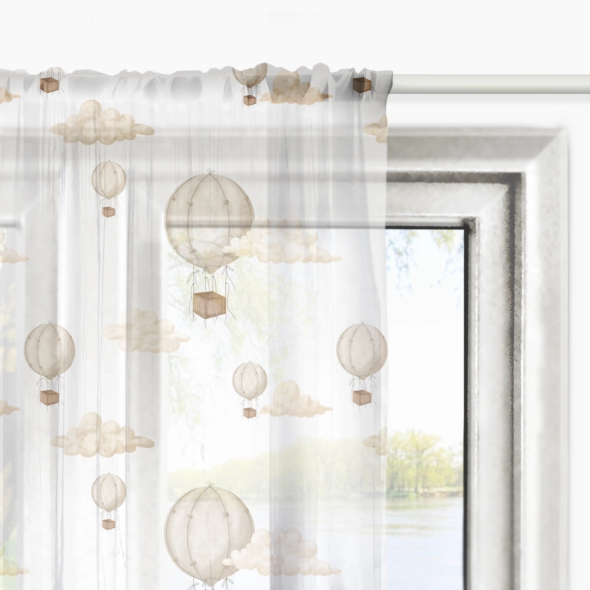 Firana dla dzieci OCEAN DREAM wzór D128 | balony w chmurach