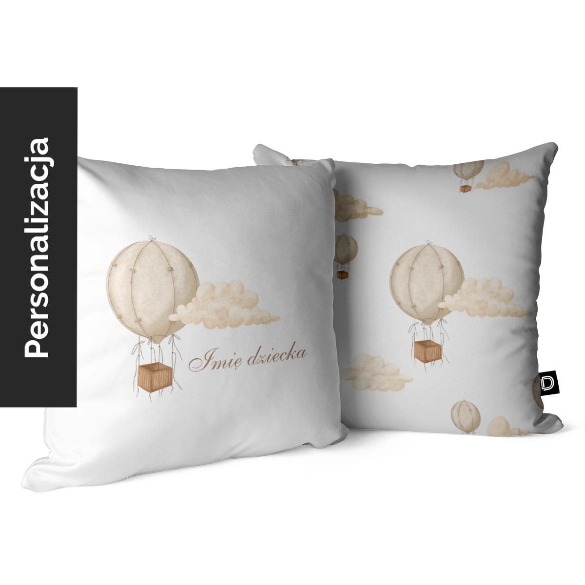 Poduszka dla dzieci OCEAN DREAM wzór D128 z imieniem | balony w chmurach
