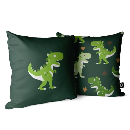 Poduszka dla dzieci DINO WORLD wzór D43 | zielone dinozaury