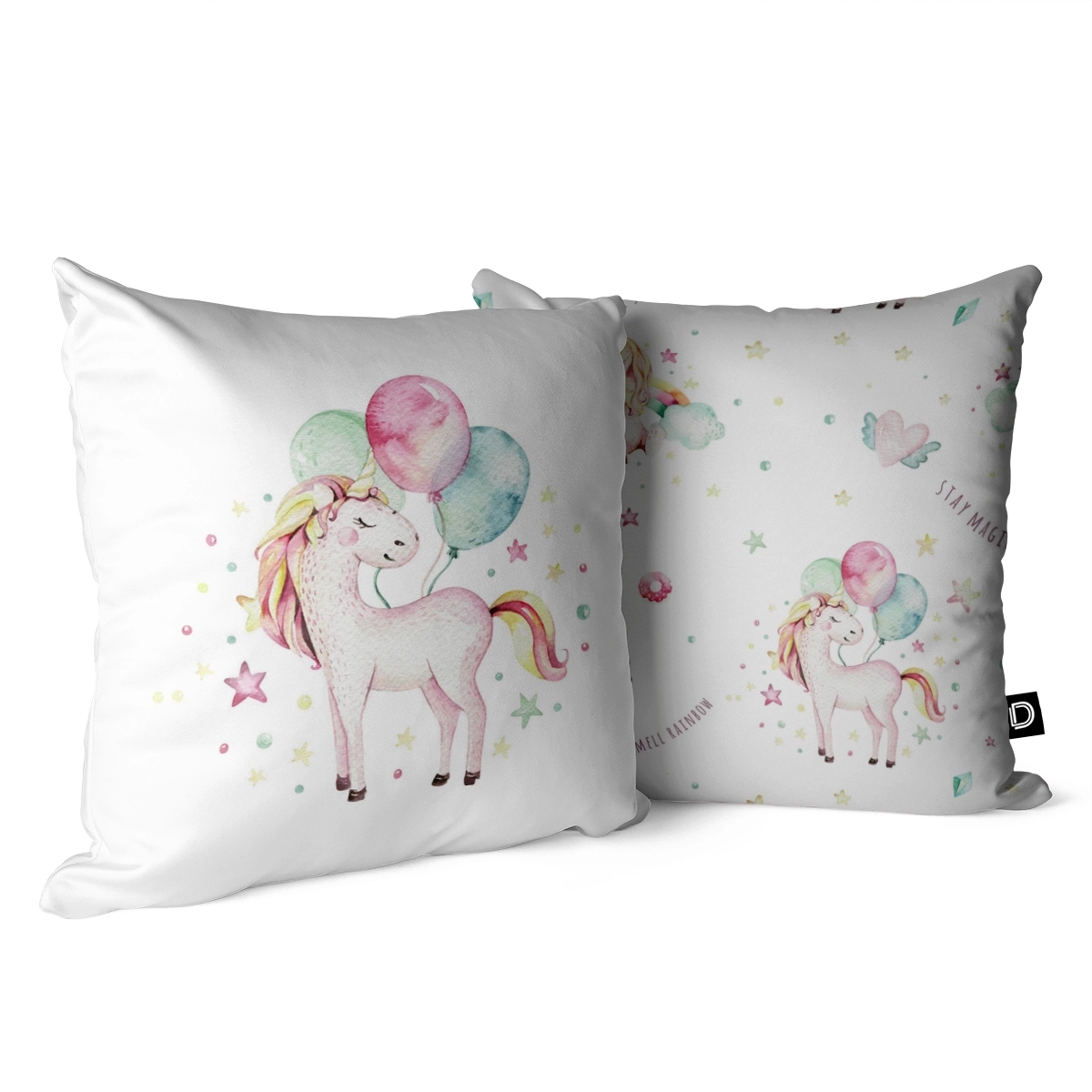Poduszka dla dzieci MAGIC UNICORN wzór D69 | magiczny jednorożec z balonami i tęczą