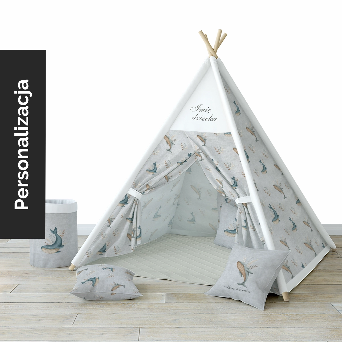 Namiot TIPI dla dzieci OCEAN DREAM wzór D126 | wieloryby