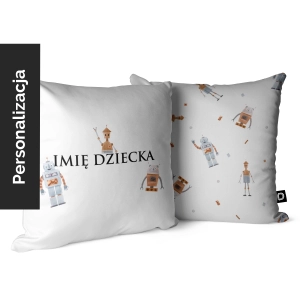 Poduszka dla dzieci UNIQUE JOURNEY wzór D75 z imieniem | roboty