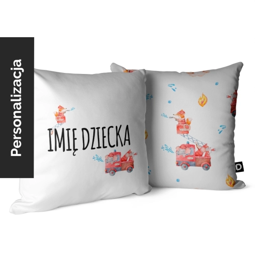 Poduszka dla dzieci CITY LIFE wzór D114 z imieniem | strażackie zwierzątka