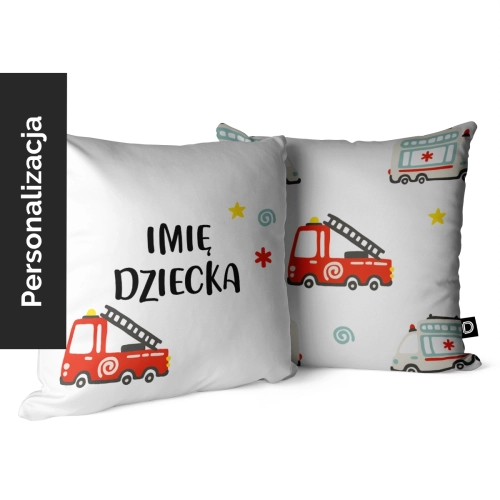 Poduszka dla dzieci CITY LIFE wzór D115 z imieniem | pojazdy służb ratowniczych