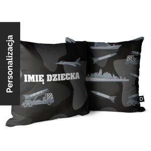 Poduszka dla dzieci CITY LIFE wzór D118 z imieniem | czarne moro