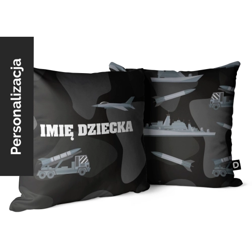Poduszka dla dzieci CITY LIFE wzór D118 z imieniem | czarne moro