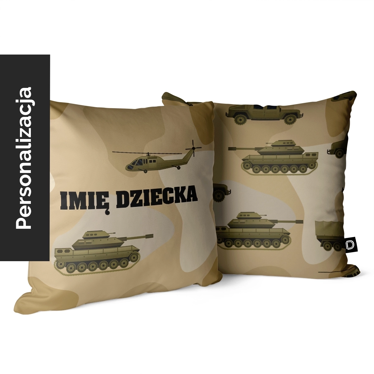 Poduszka dla dzieci CITY LIFE wzór D120 z imieniem | piaskowe moro