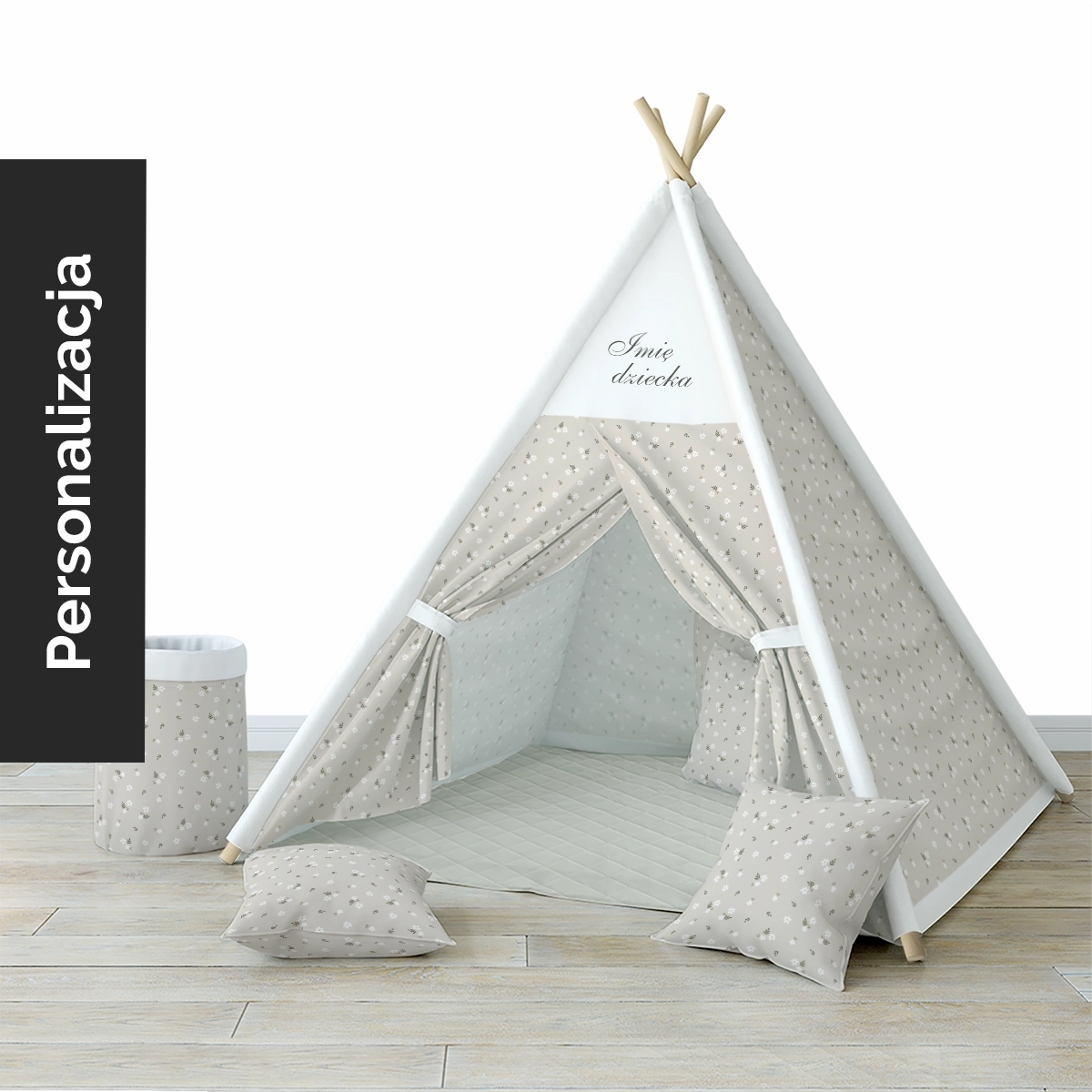 Namiot TIPI z kolekcji PRETTY FLOWERS wzór D132 | drobne stokrotki