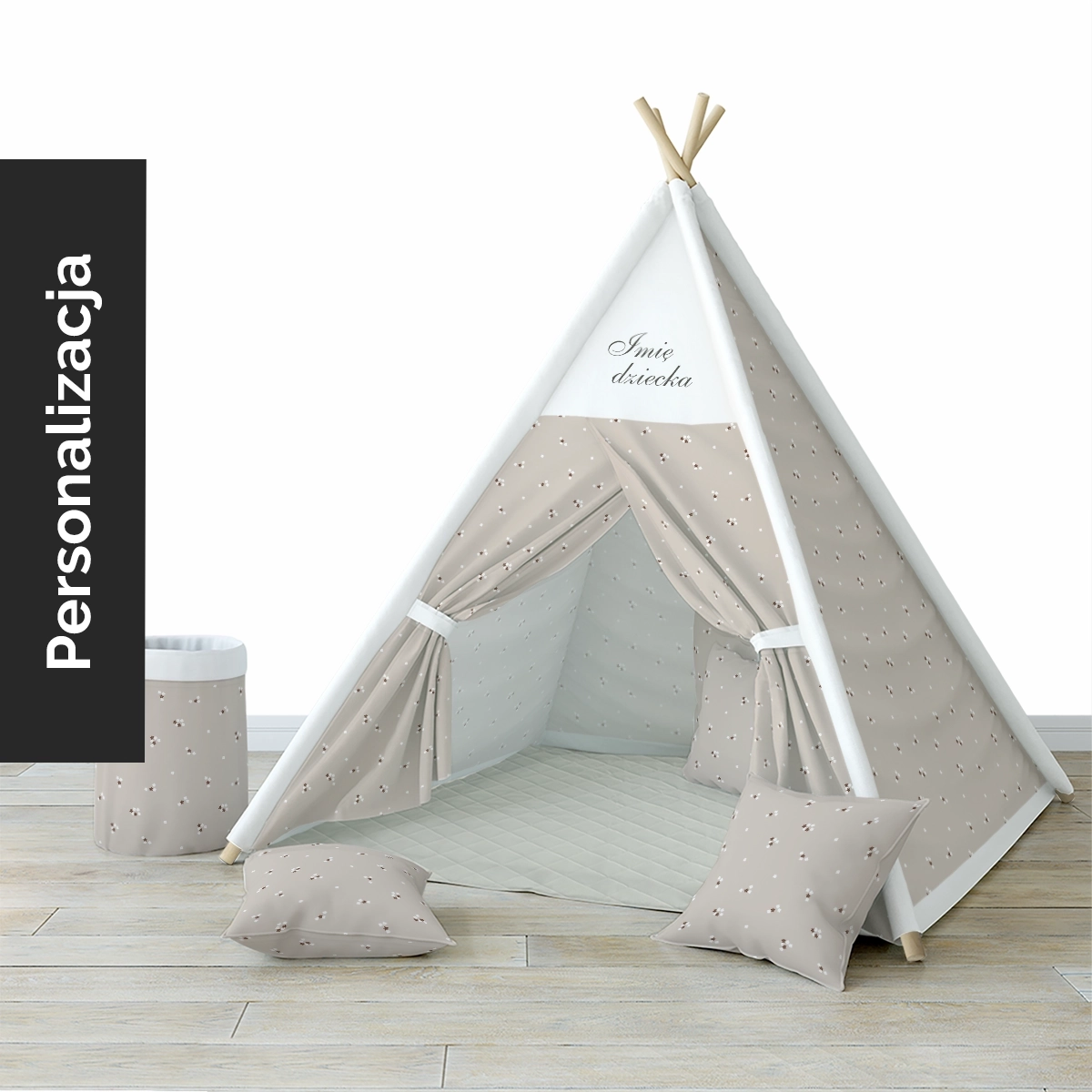 Namiot TIPI z kolekcji PRETTY FLOWERS wzór D133 | delikatna łączka