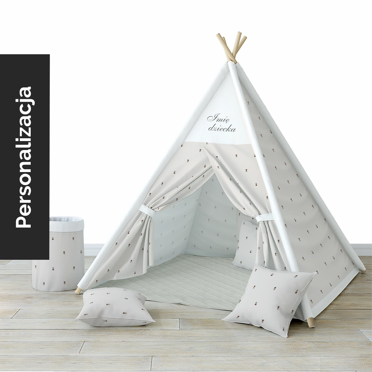Namiot TIPI z kolekcji PRETTY FLOWERS wzór D134 | drobne tulipany