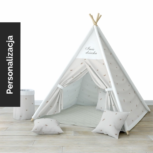 Namiot TIPI z kolekcji PRETTY FLOWERS wzór D136 | drobne kwiatuszki