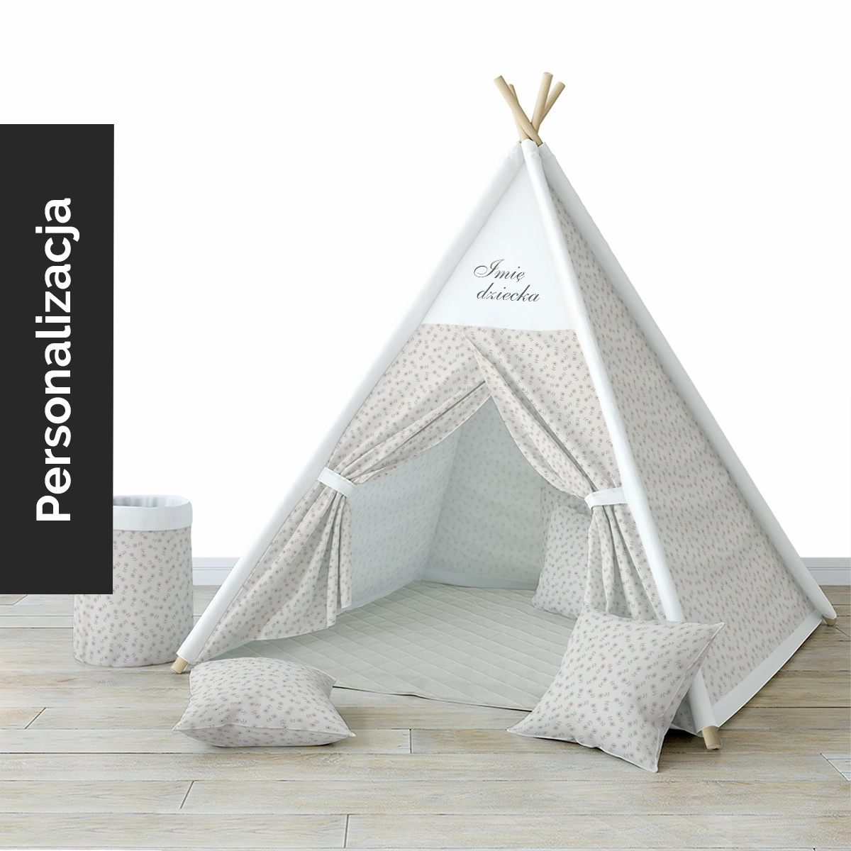 Namiot TIPI z kolekcji PRETTY FLOWERS wzór D138 | pastelowa łączka