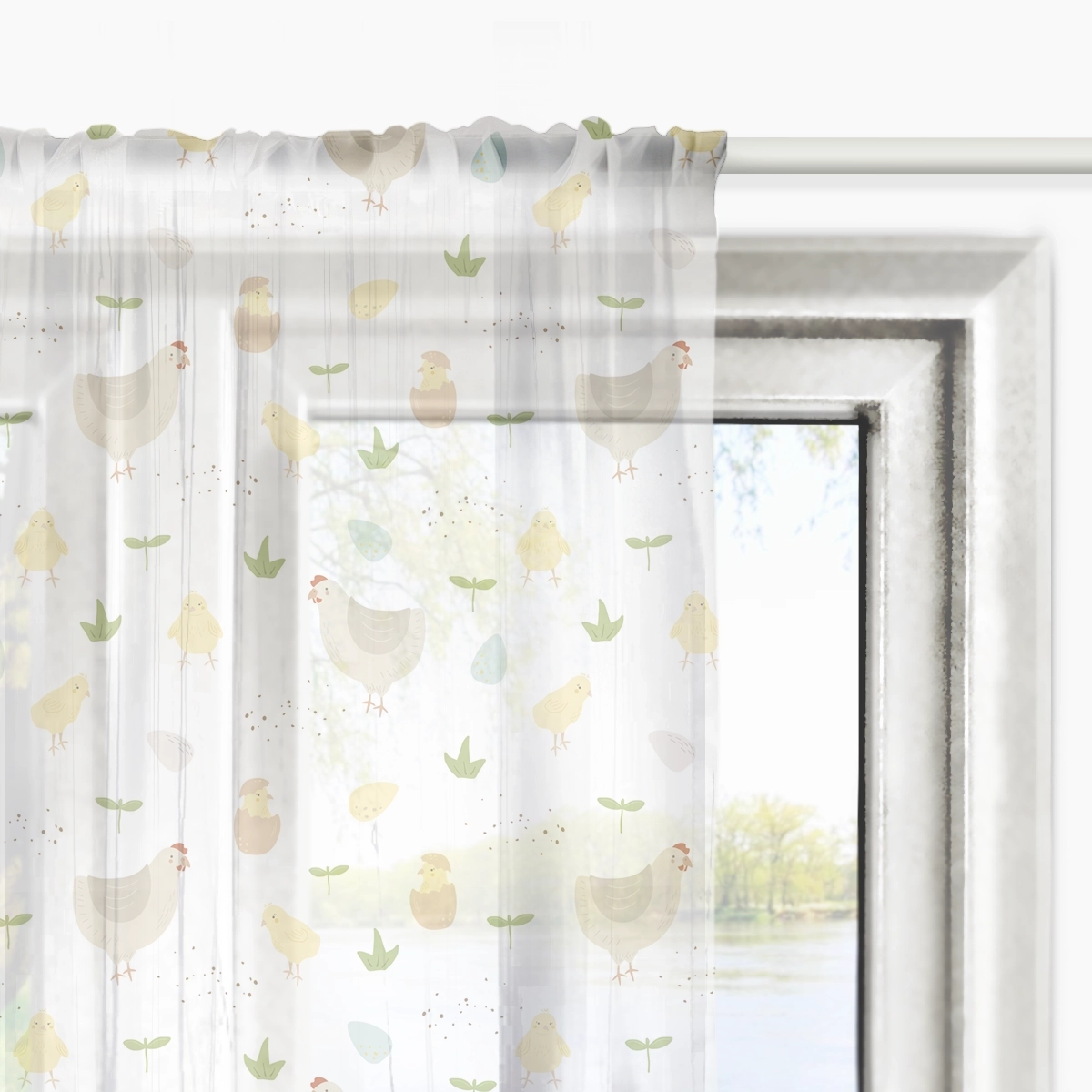Firana dla dzieci LOVELY FARM wzór D150 | kurki