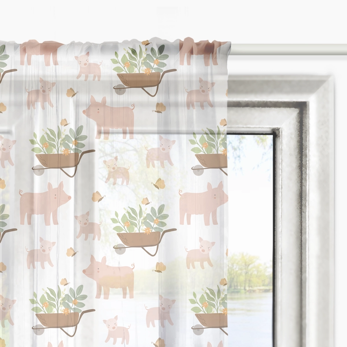Firana dla dzieci LOVELY FARM wzór D153 | świnki