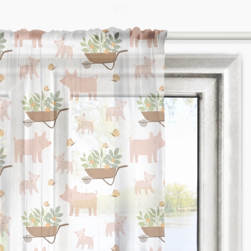 Firana dla dzieci LOVELY FARM wzór D153 | świnki