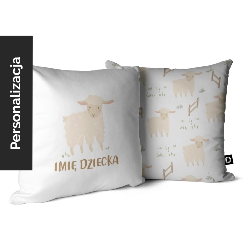 Poduszka dla dzieci LOVELY FARM wzór D155 z imieniem | owieczka