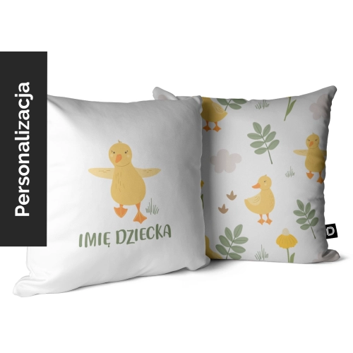 Poduszka dla dzieci LOVELY FARM wzór D149 z imieniem | wesoła kaczuszka