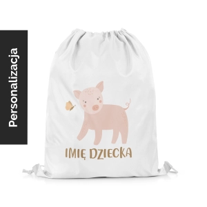 Plecak Worek dla dzieci LOVELY FARM wzór D153 z imieniem | świnka