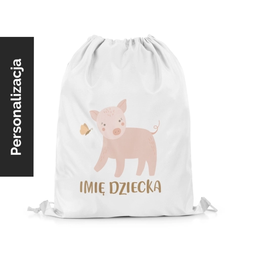 Plecak Worek dla dzieci LOVELY FARM wzór D153 z imieniem | świnka