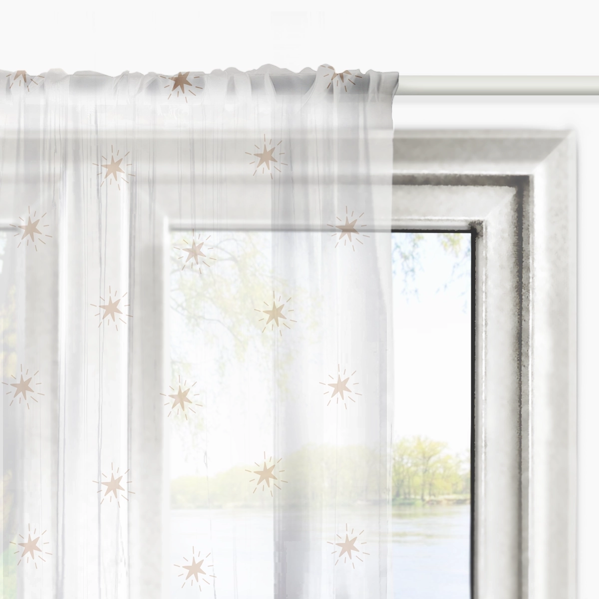 Firana dla dzieci INDIAN BOHO wzór D179 | różowe gwiazdki