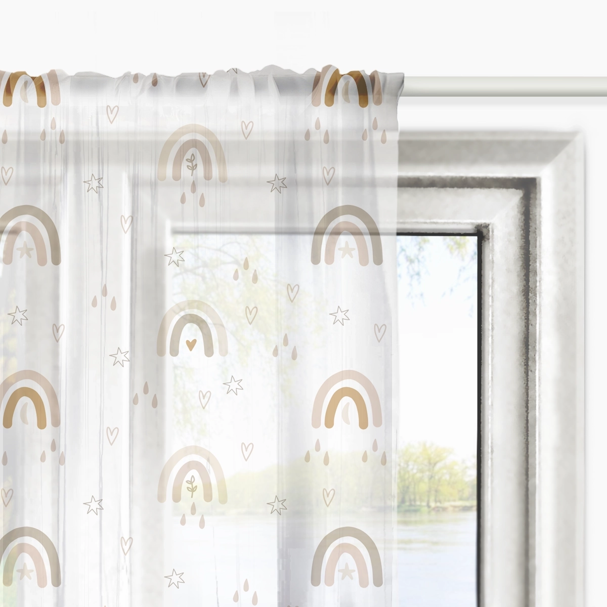 Firana dla dzieci INDIAN BOHO wzór D180 | beżowa tęcza