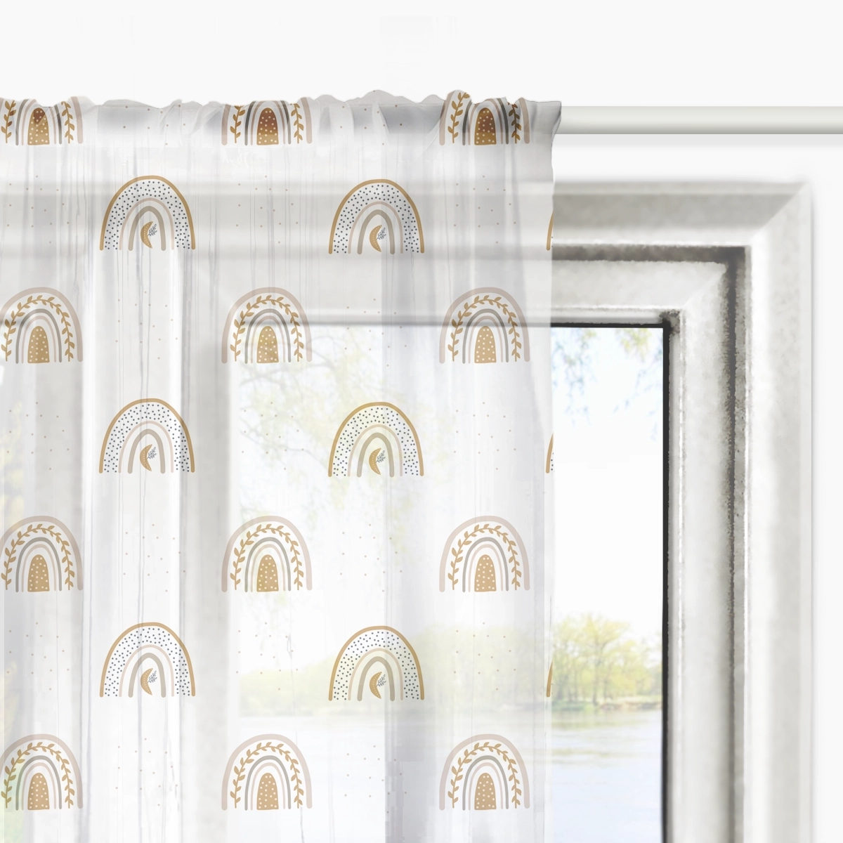 Firana dla dzieci INDIAN BOHO wzór D182 | tęcze i kropki